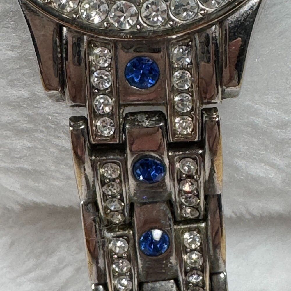 Glam Sapphire Blue Rhinestone Bracelet Watch Lapis Y2K  Style HSN Colleen Lopez - Picture 10 of 16